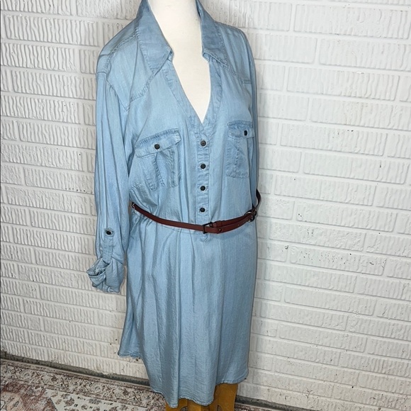 Tacera Dresses & Skirts - Racers Light Blue Chambray Shirt Dress New Without Tags